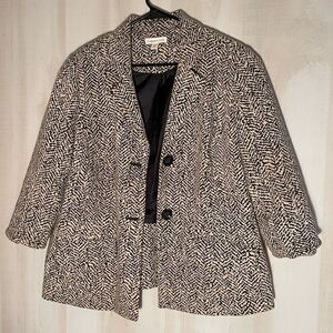 Coldwater Creek black and light tan herringbone blazer jacket ,‎ size 20